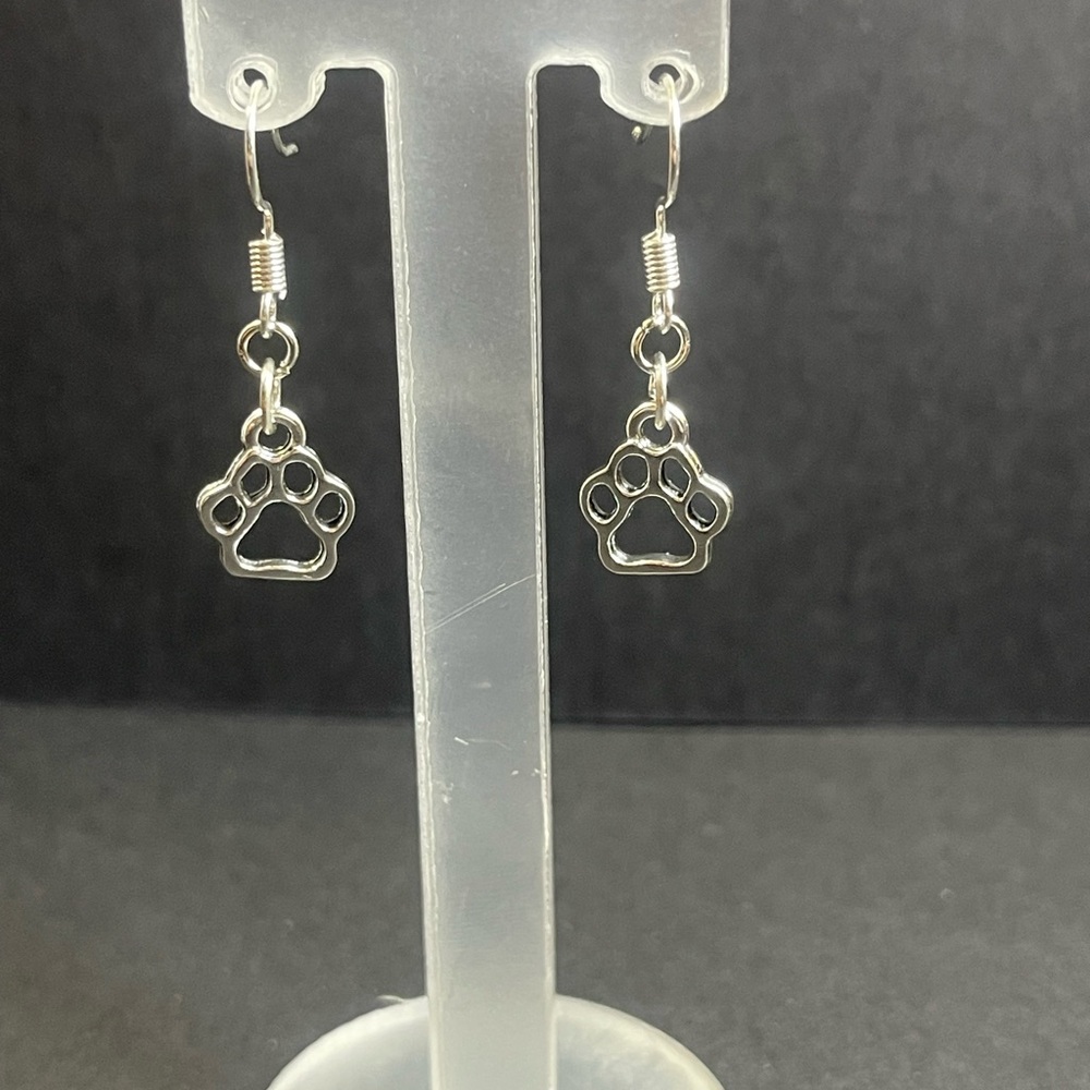 Silver Paw Print Earrings